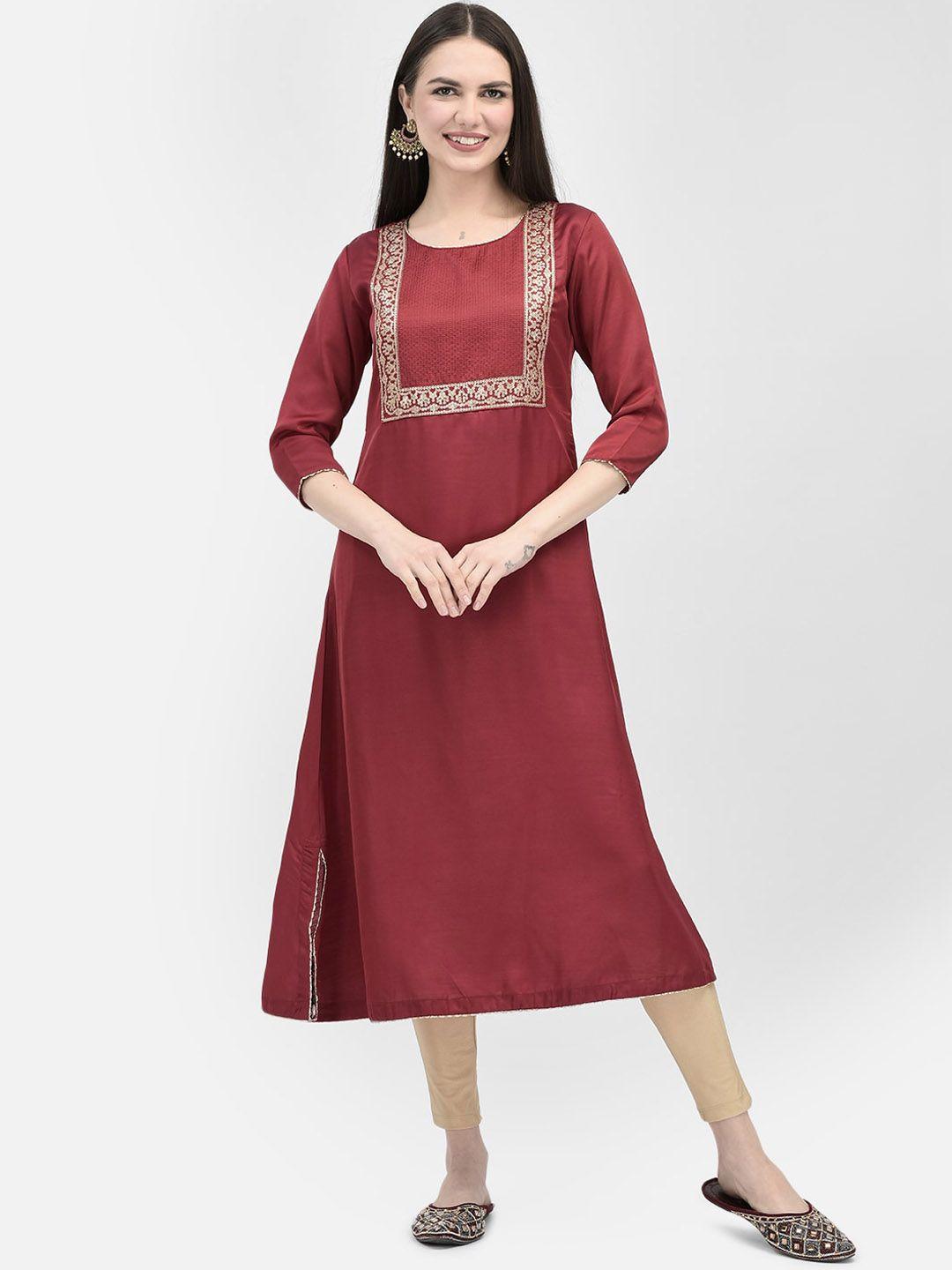 span ethnic motifs yoke design sequinned a-line kurta