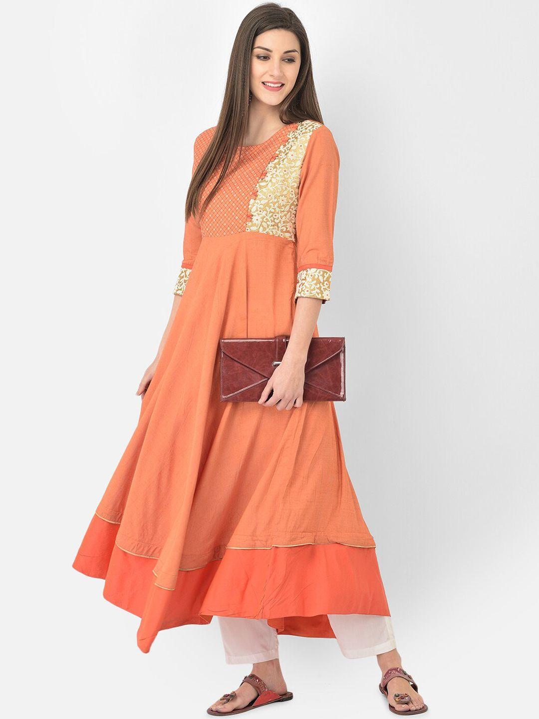 span floral embroidered cotton silk anarkali kurta