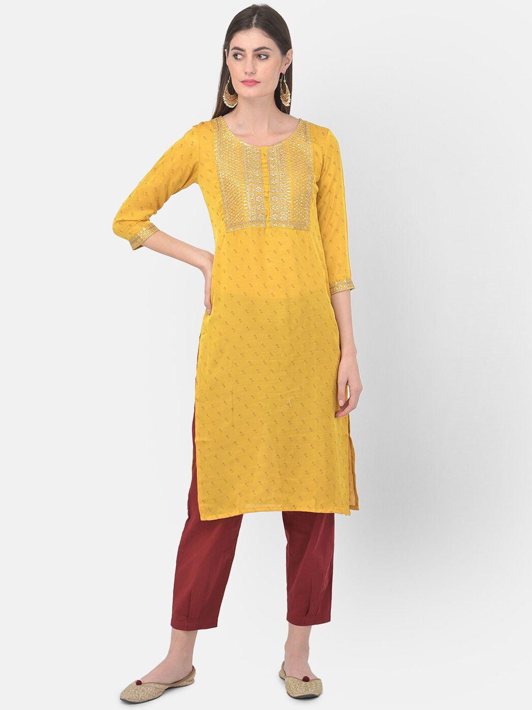 span floral embroidered sequins pure silk kurta