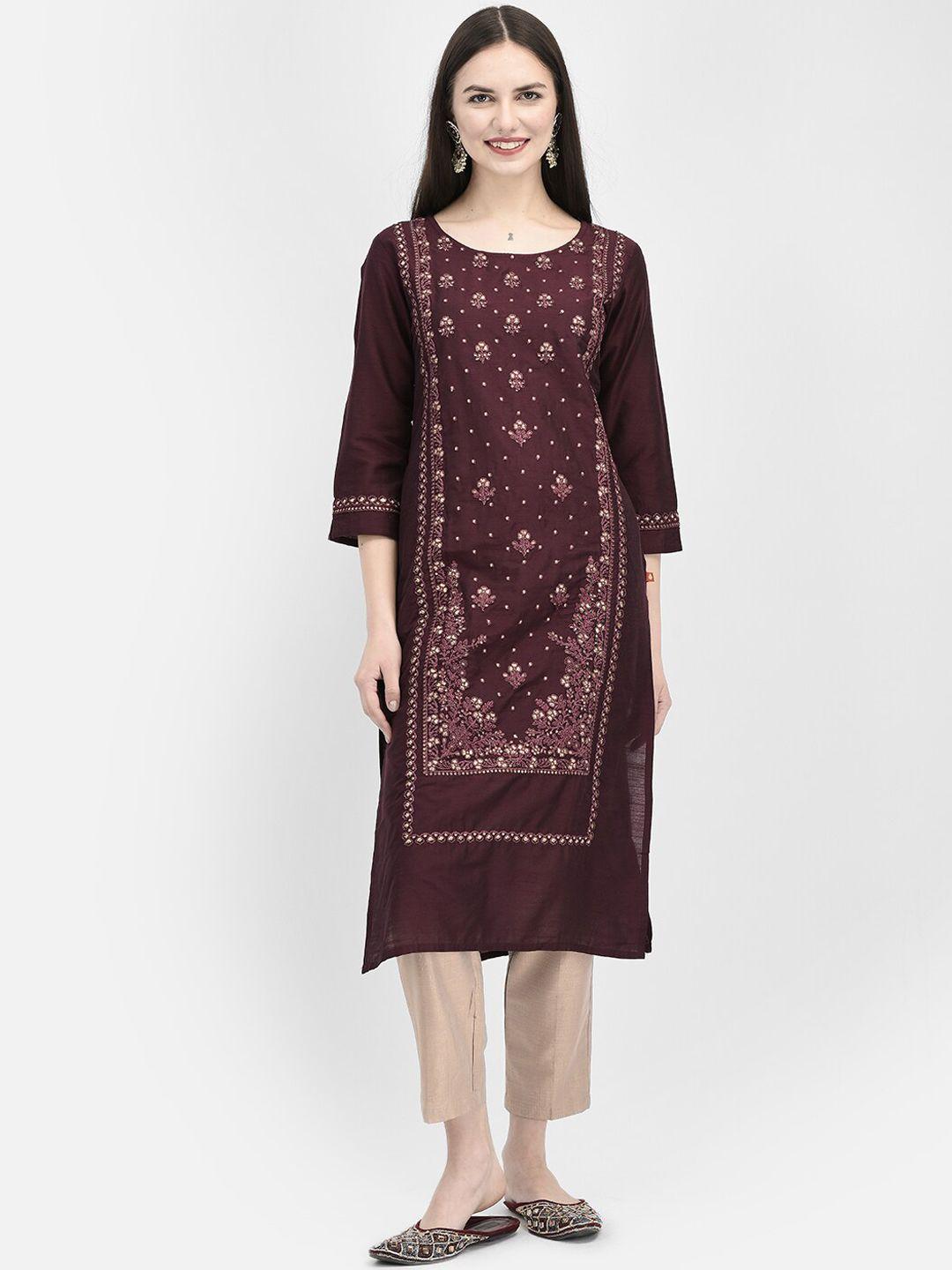 span floral embroidered zari kurta