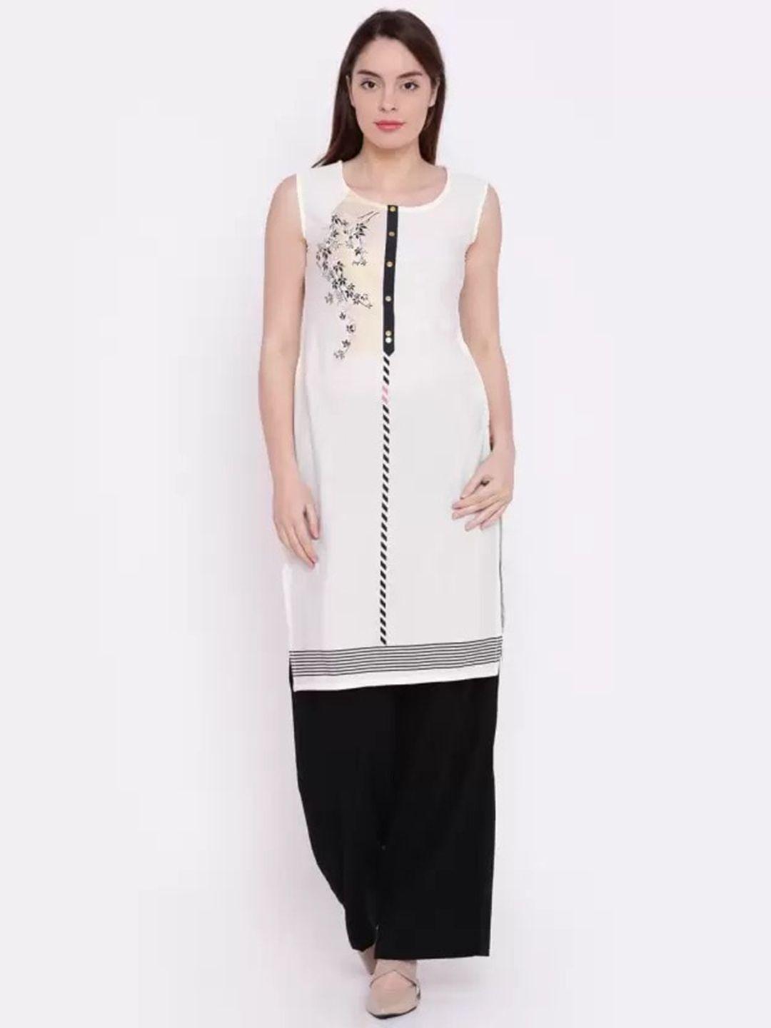 span floral printed sleeveless straight kurta