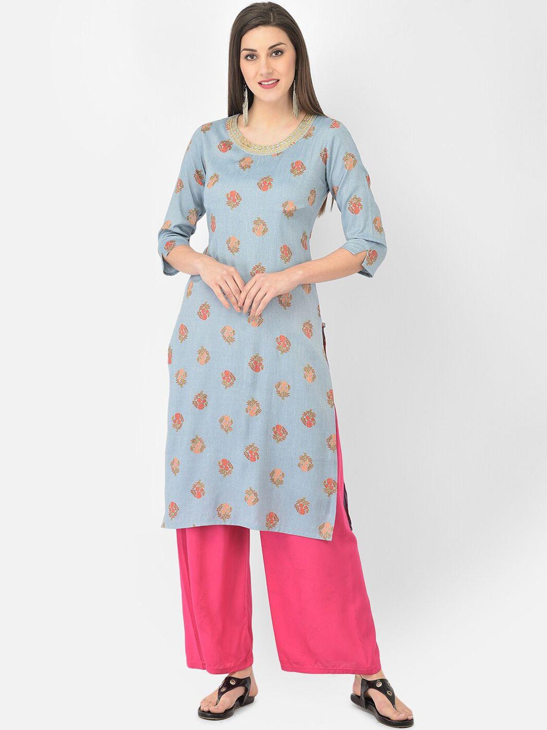 span floral printed straight kurta