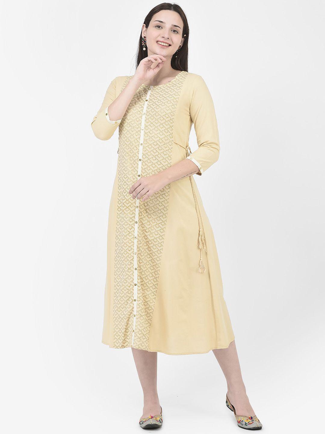 span geometric embellished cotton a-line ethnic dress