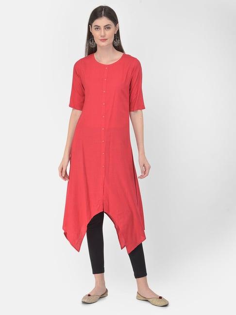 span pink a line kurta