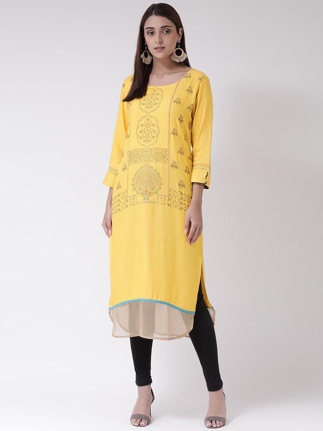 span round neck ethnic motifs printed kurta