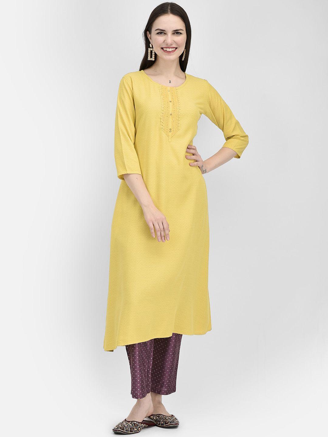 span sequin detail asymmetric a-line kurta