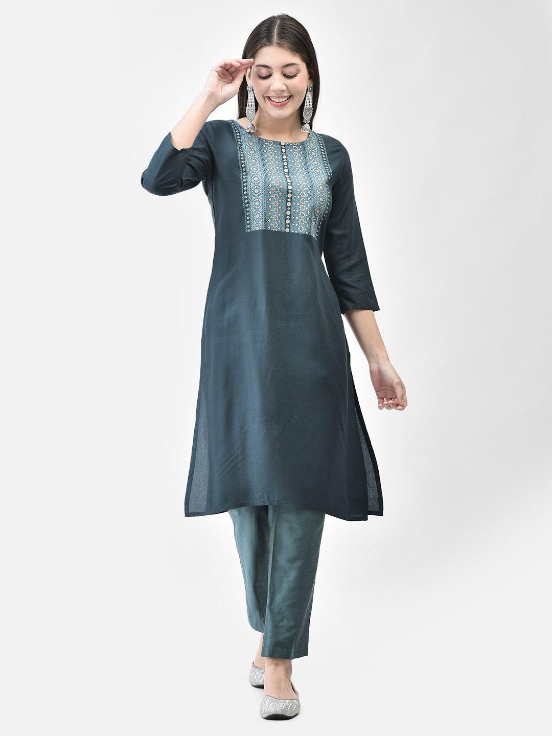 span women blue printed kurta