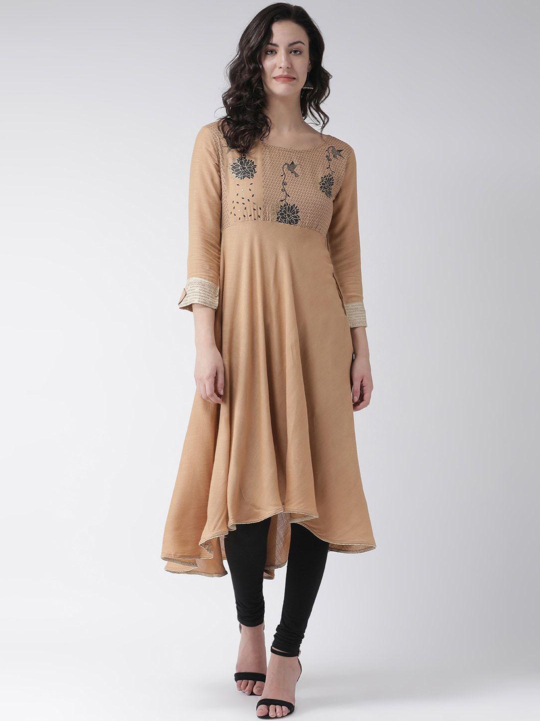 span women brown floral printed kurta