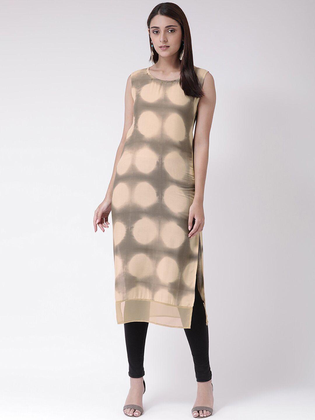 span women brown geometric printed straight kurta