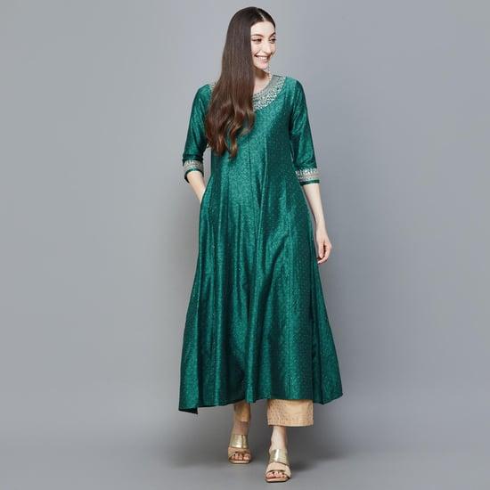 span women embellished fit and flare kalidar kurta
