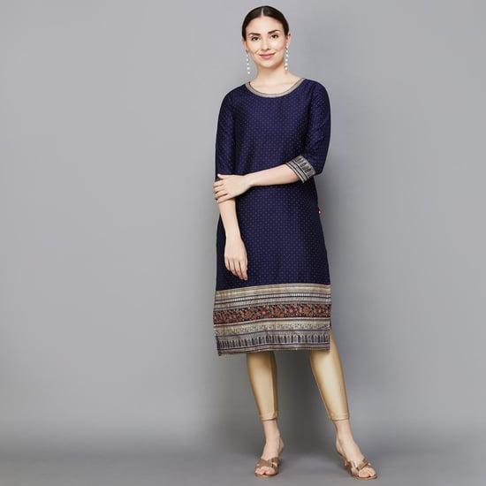 span women embellished straight kurta