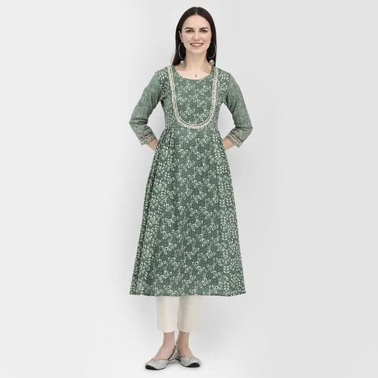 span women embroidered a-line kurta set