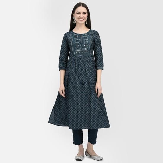 span women embroidered a-line kurta