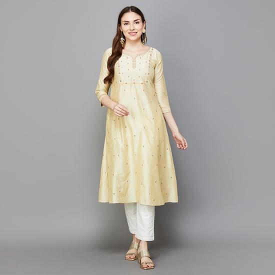 span women embroidered a-line kurta