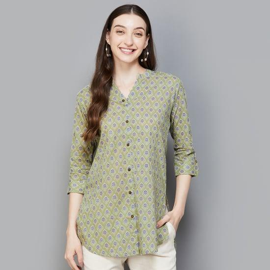 span women floral print straight kurti