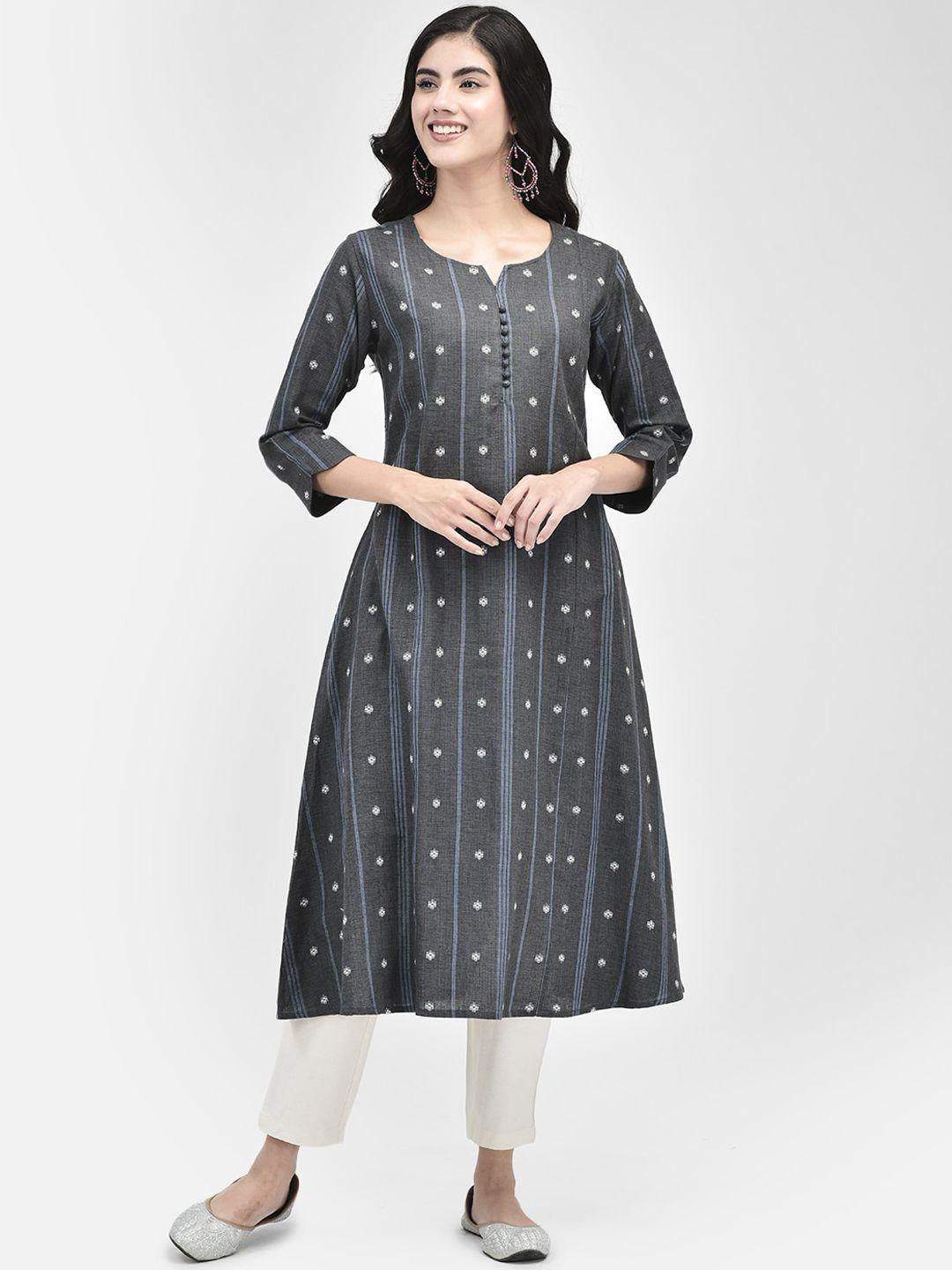 span women grey printed kurta