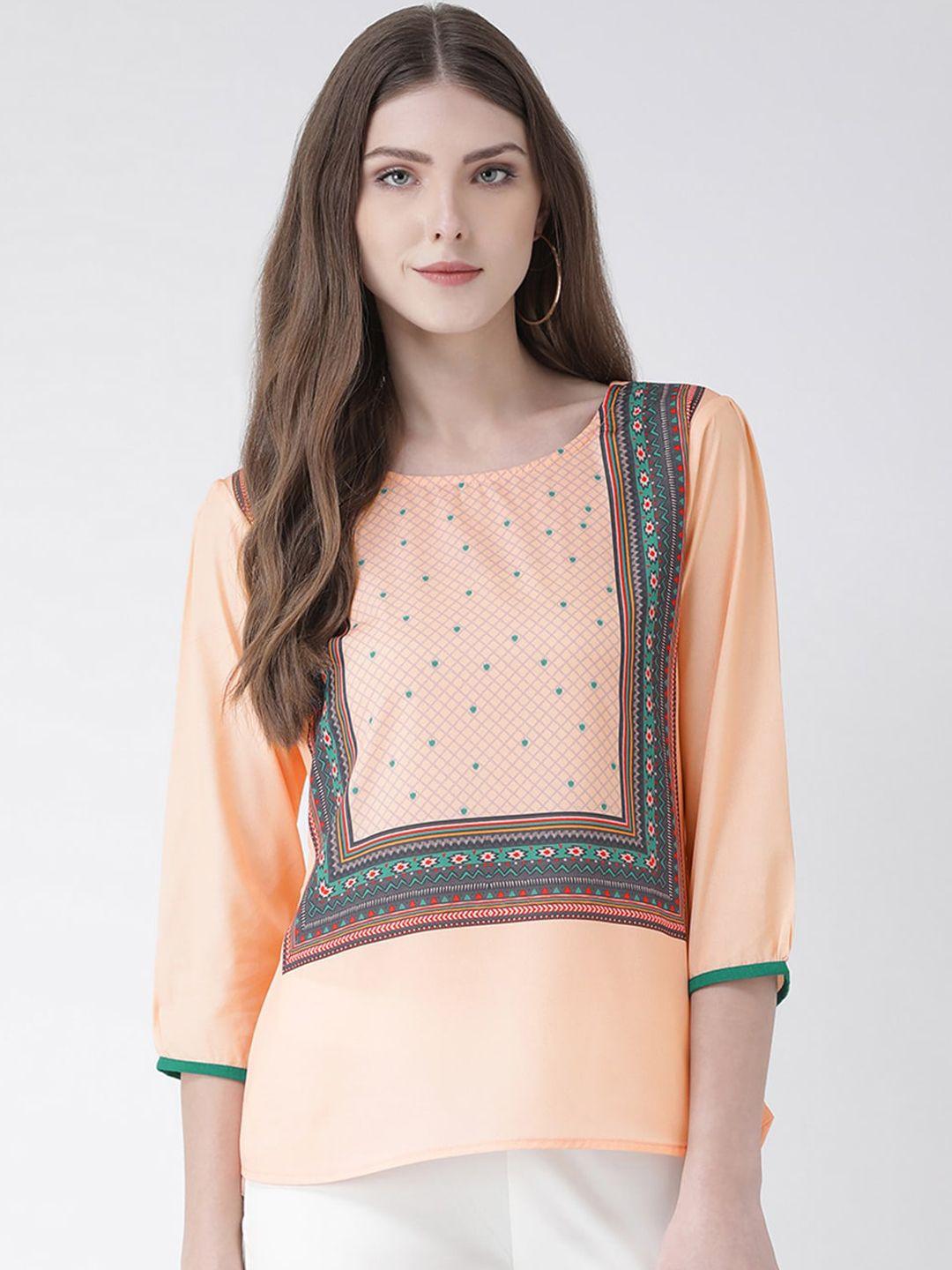 span women orange quirky thread work kurta