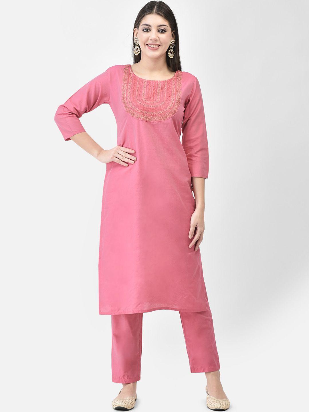 span women pink kurta