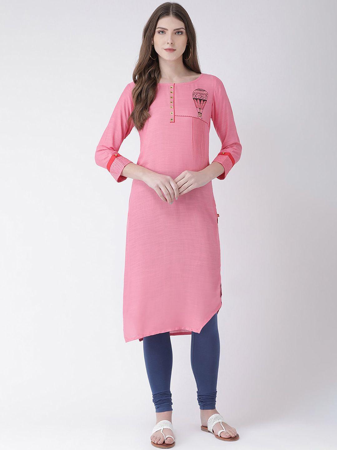 span women pink kurta