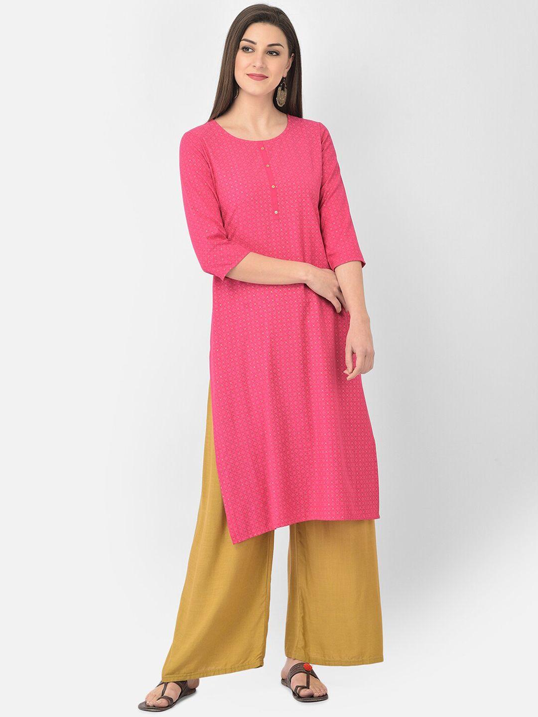 span women pink printed kurta