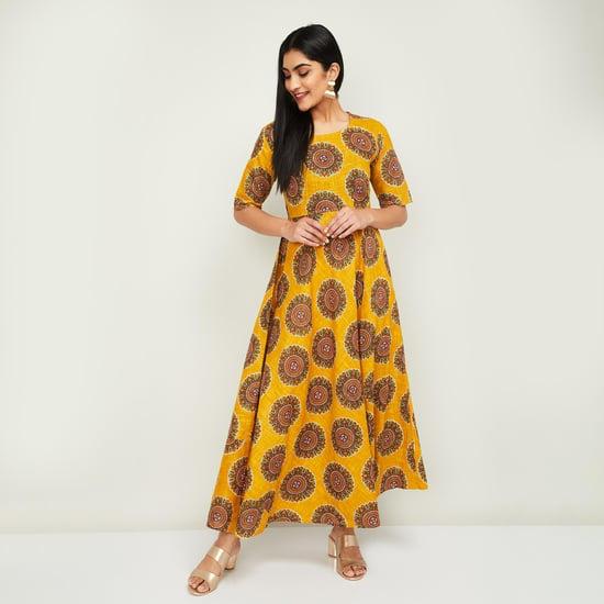 span women printed a-line kurta