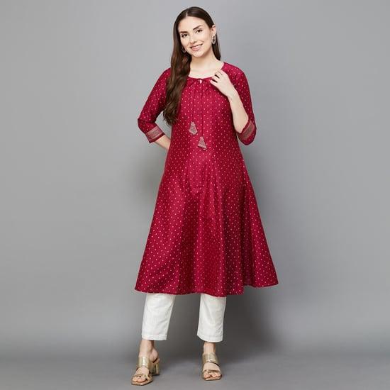 span women printed a-line kurta