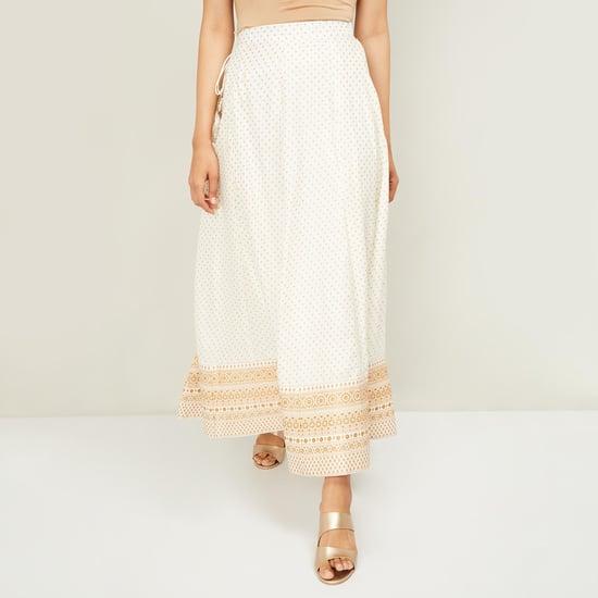span women printed ethnic a-line maxi skirt