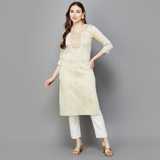 span women printed straight kurta