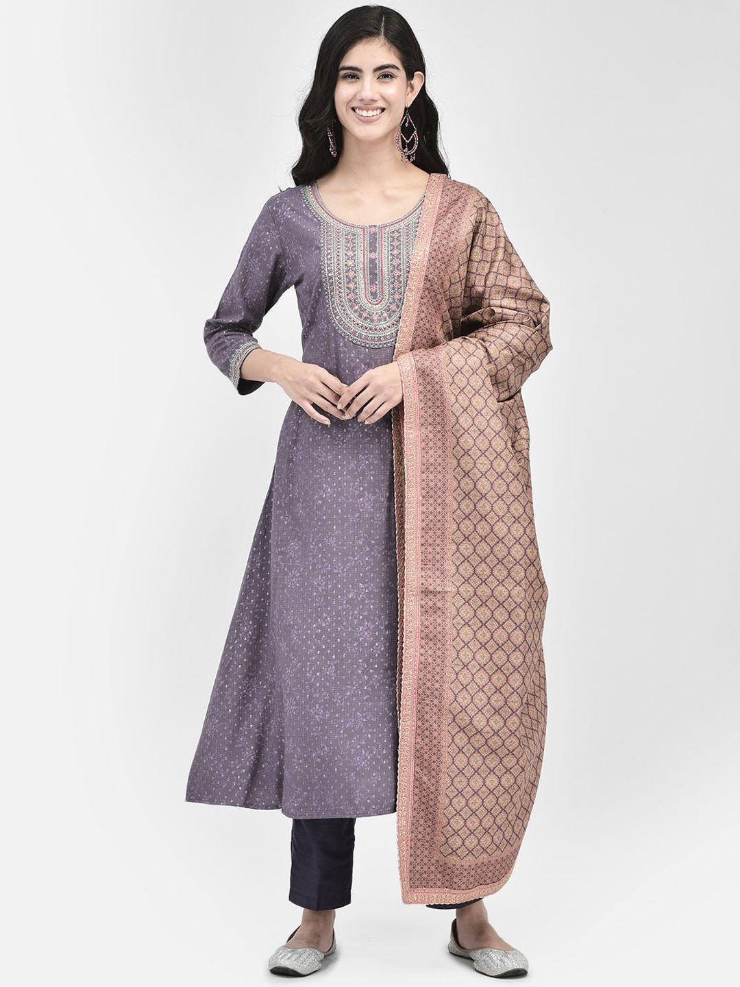 span women purple printed kurta