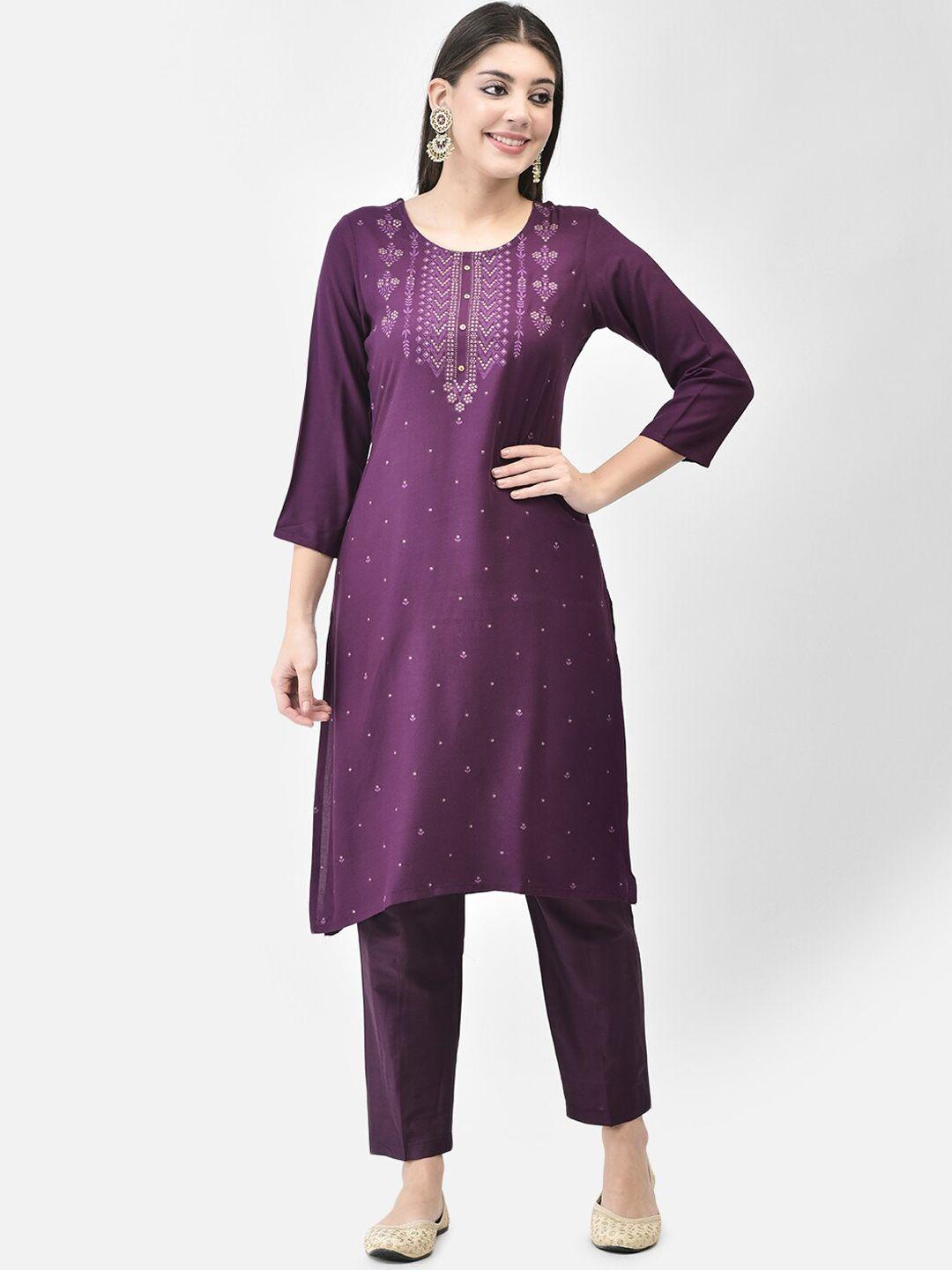 span women purple printed kurta