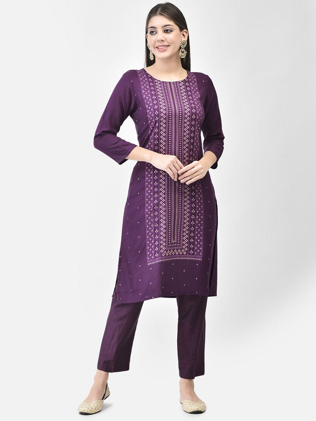 span women purple printed kurta