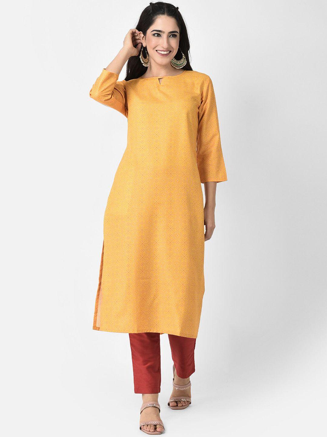 span women yellow keyhole neck flared sleeves gotta patti kurta