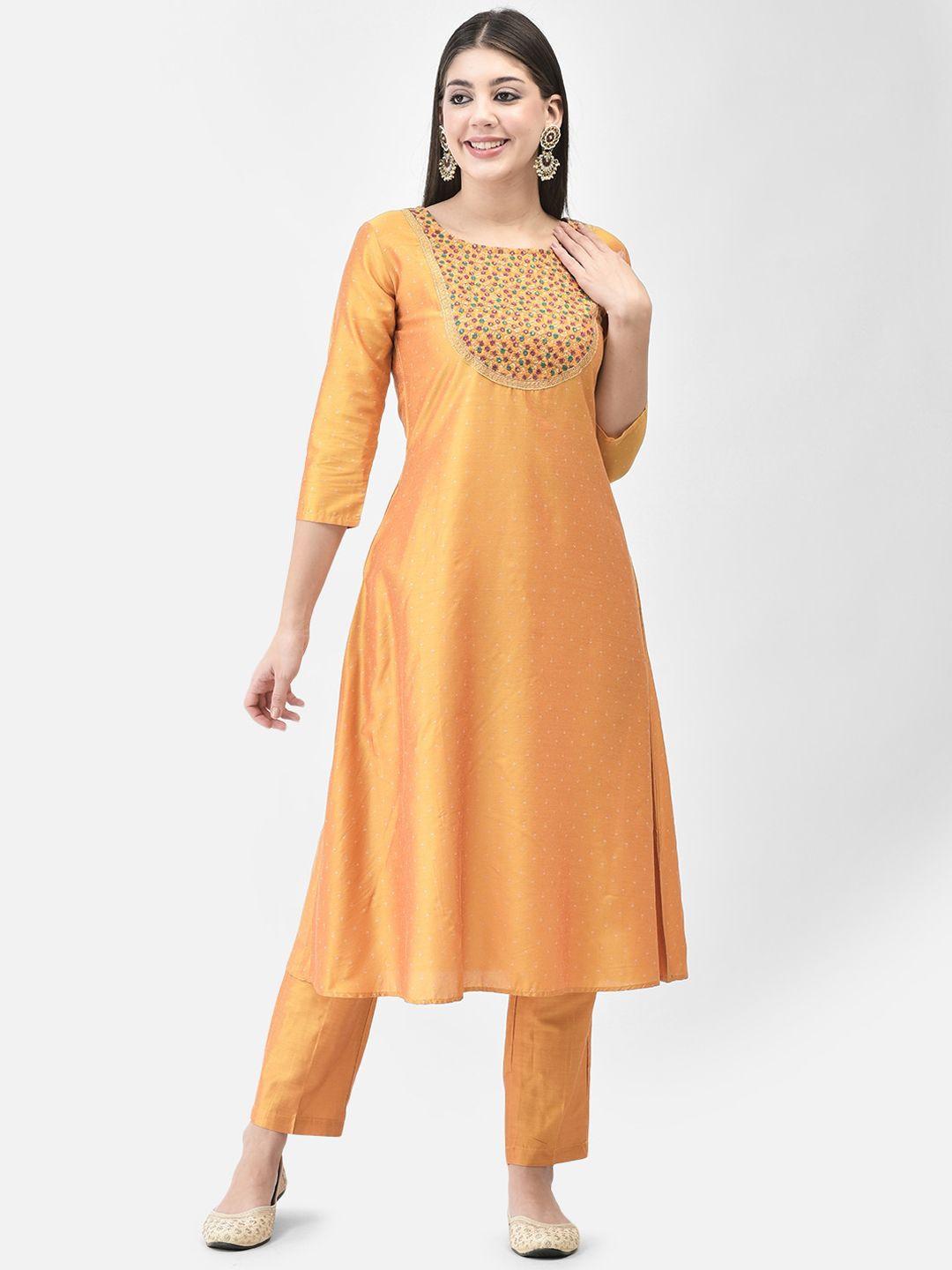 span women yellow printed kurta