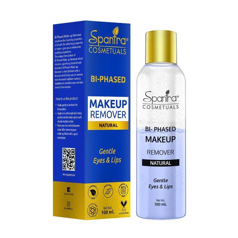 spantra bi-phased makeup remover for women & men - blue packaging