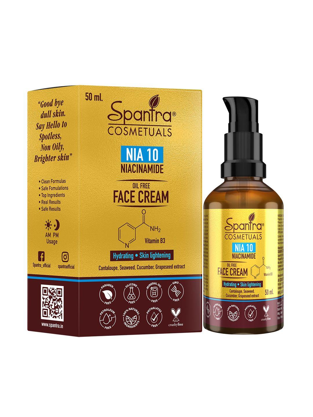 spantra nia 10 niacinamide oil free face cream for dark spot reduction - 50 ml