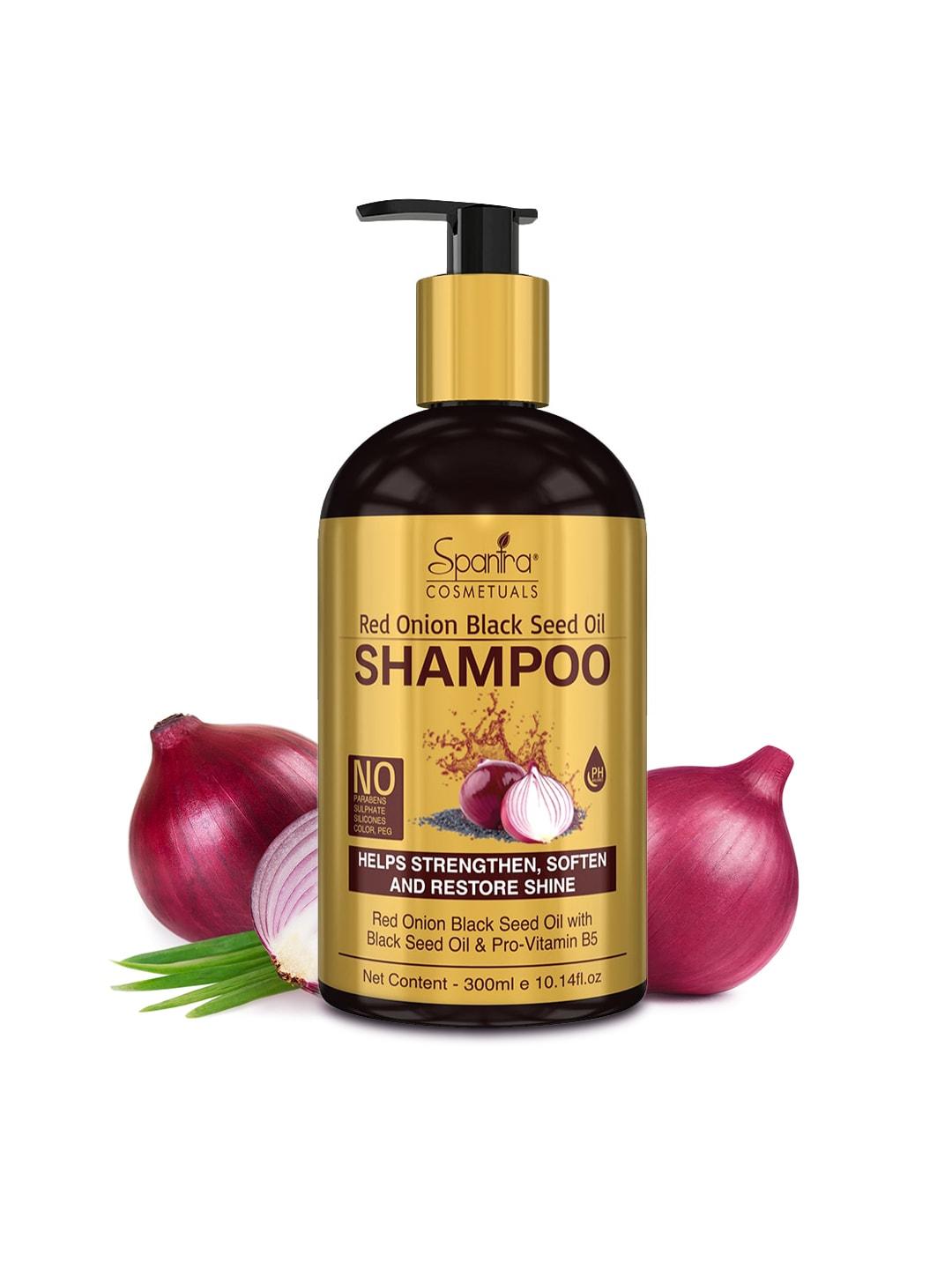 spantra red onion black seed oil shampoo helps strengthen, soften and restore shine, 300ml