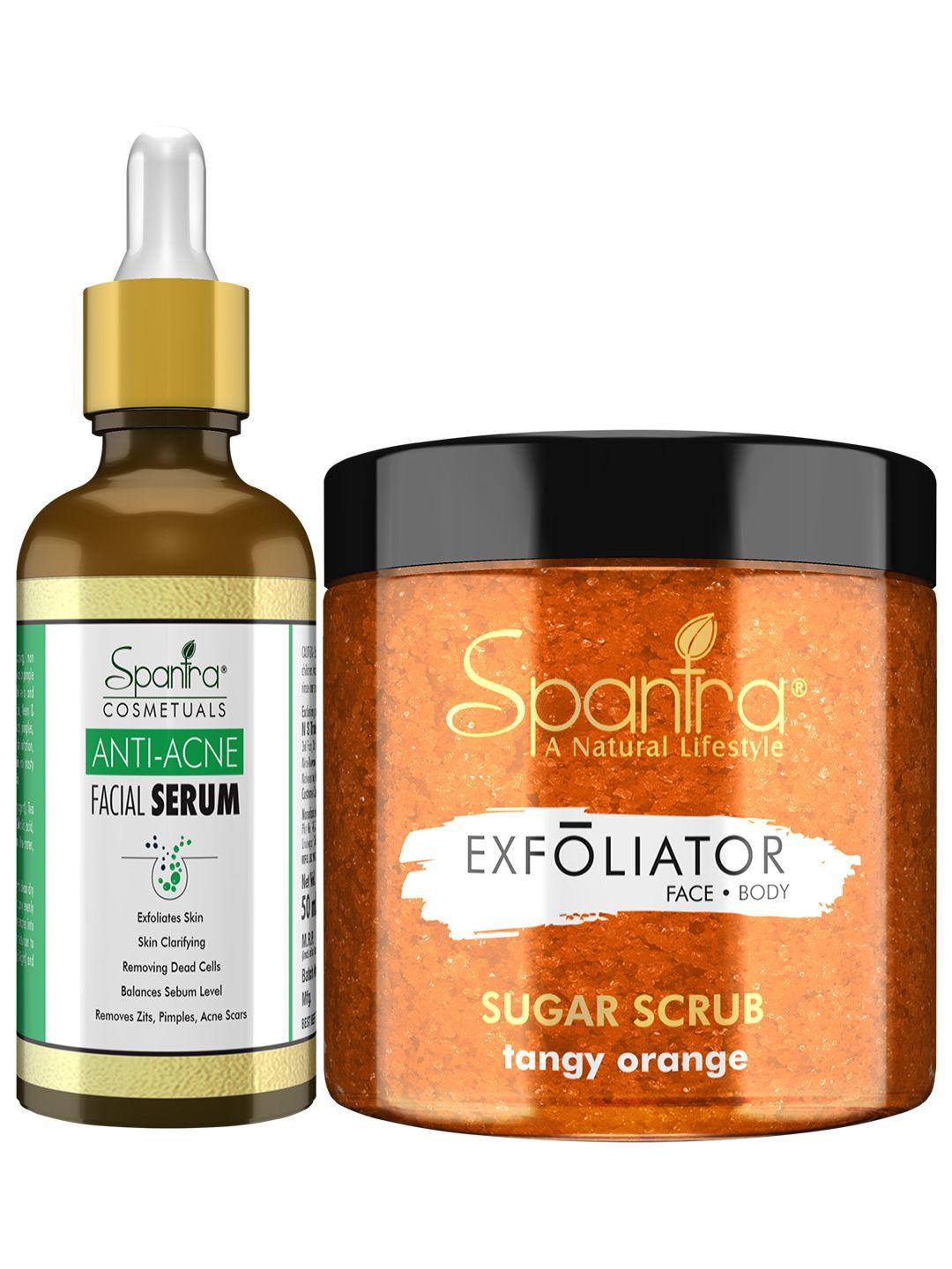 spantra set of 2 sugar tangy orange scrub & anti-ageing facial serum