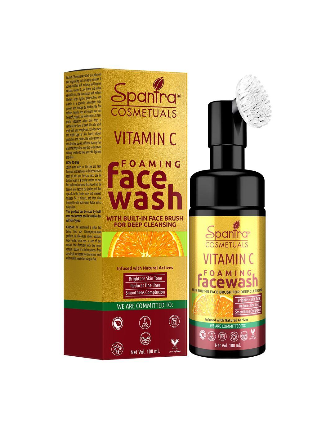 spantra vitamin c foaming face wash with built-in face brush for deep cleaning - 100ml