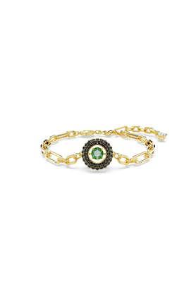 sparkling dance bracelet green gold-tone plated