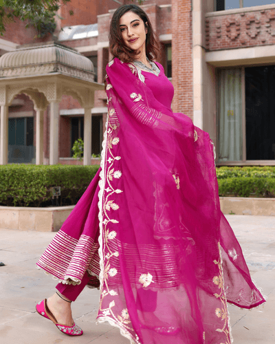 sparkling purple gotapatti suit set