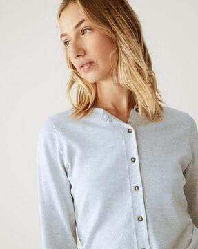 sparkly crew-neck button through cardigan