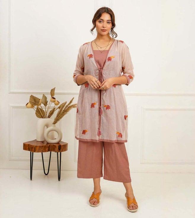 sparrow dusty rose haathi shrug and jumpsuit set