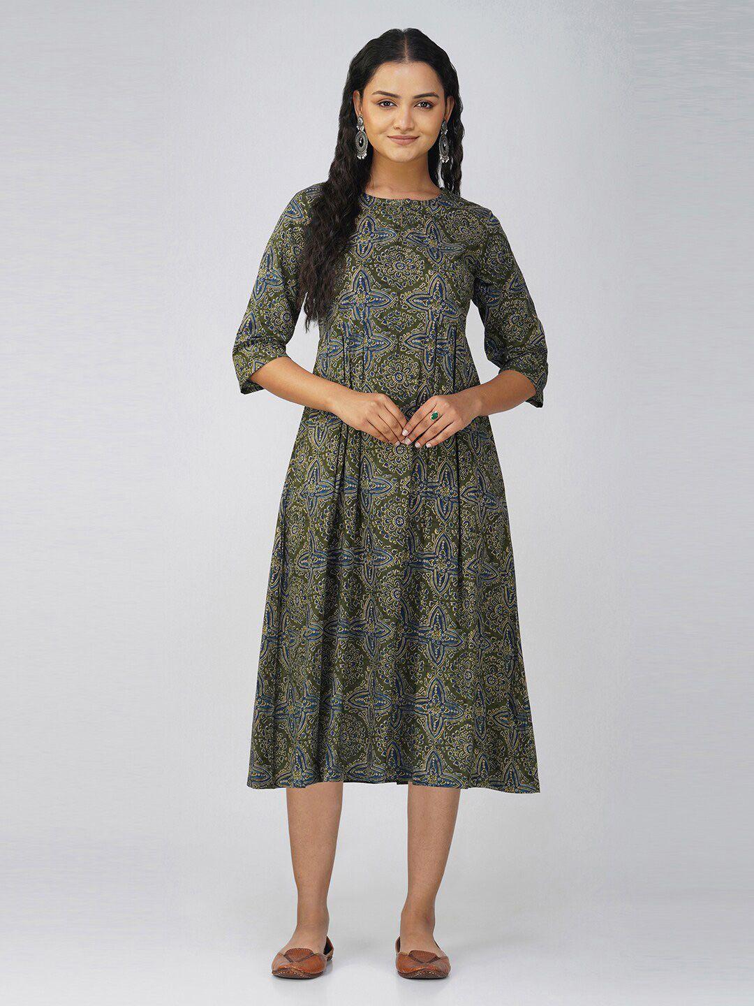 sparsa ethnic motifs print a-line dress