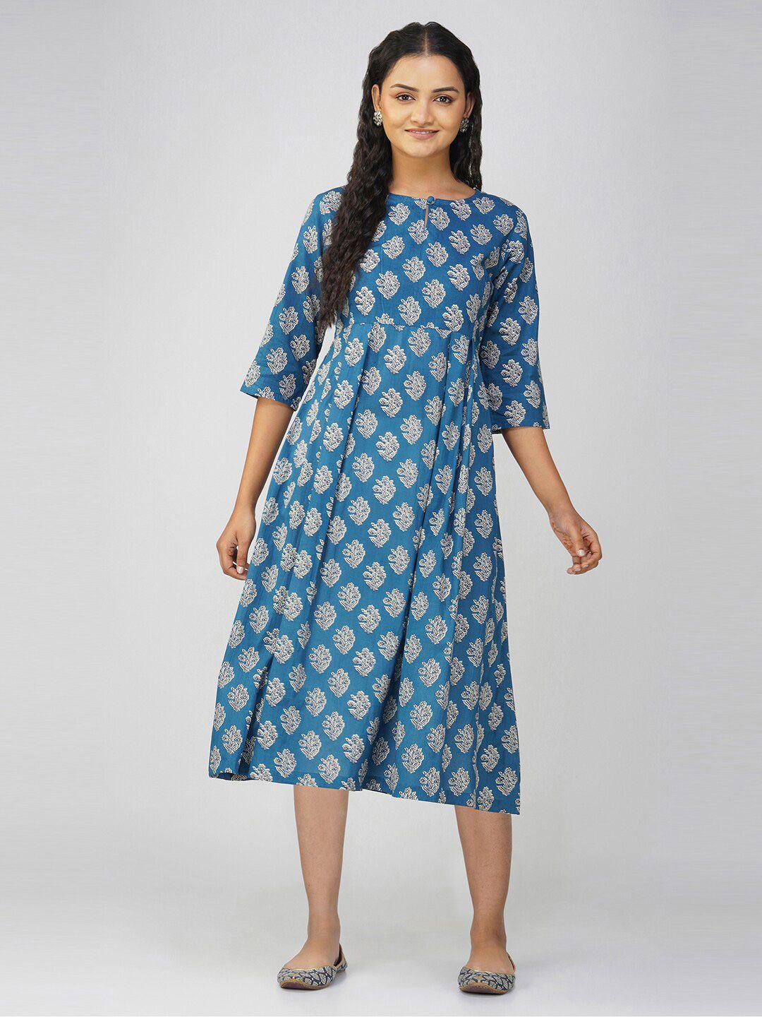 sparsa ethnic motifs print maternity a-line maxi dress