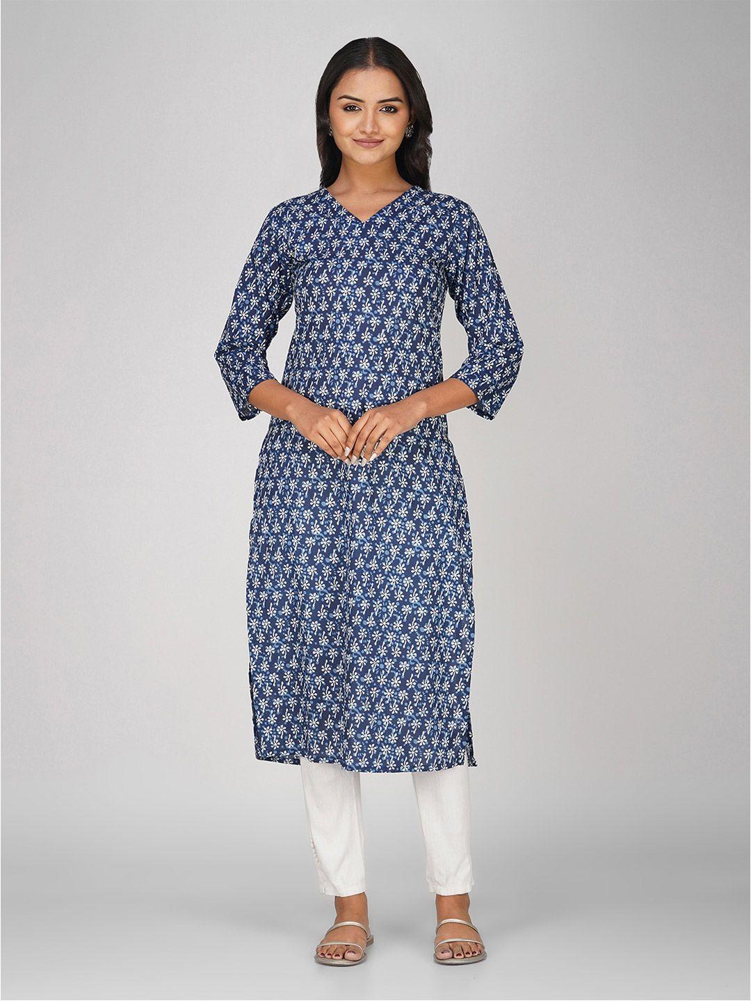 sparsa floral printed pure cotton straight kurta