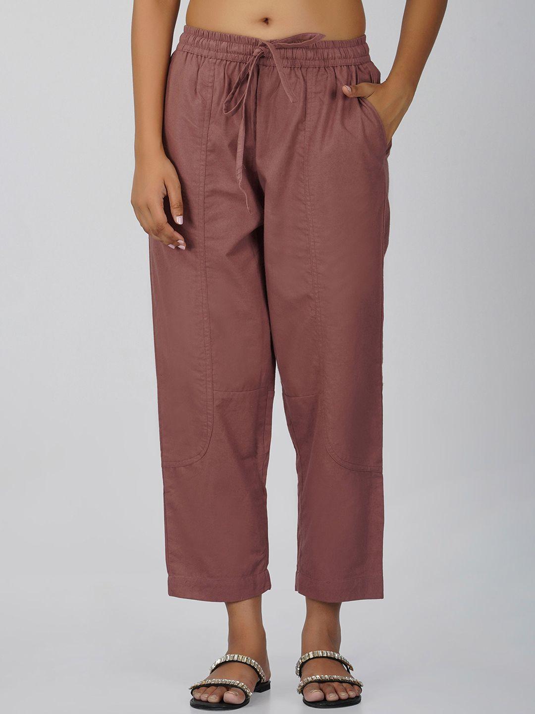 sparsa women relaxed loose fit easy wash pleated trousers