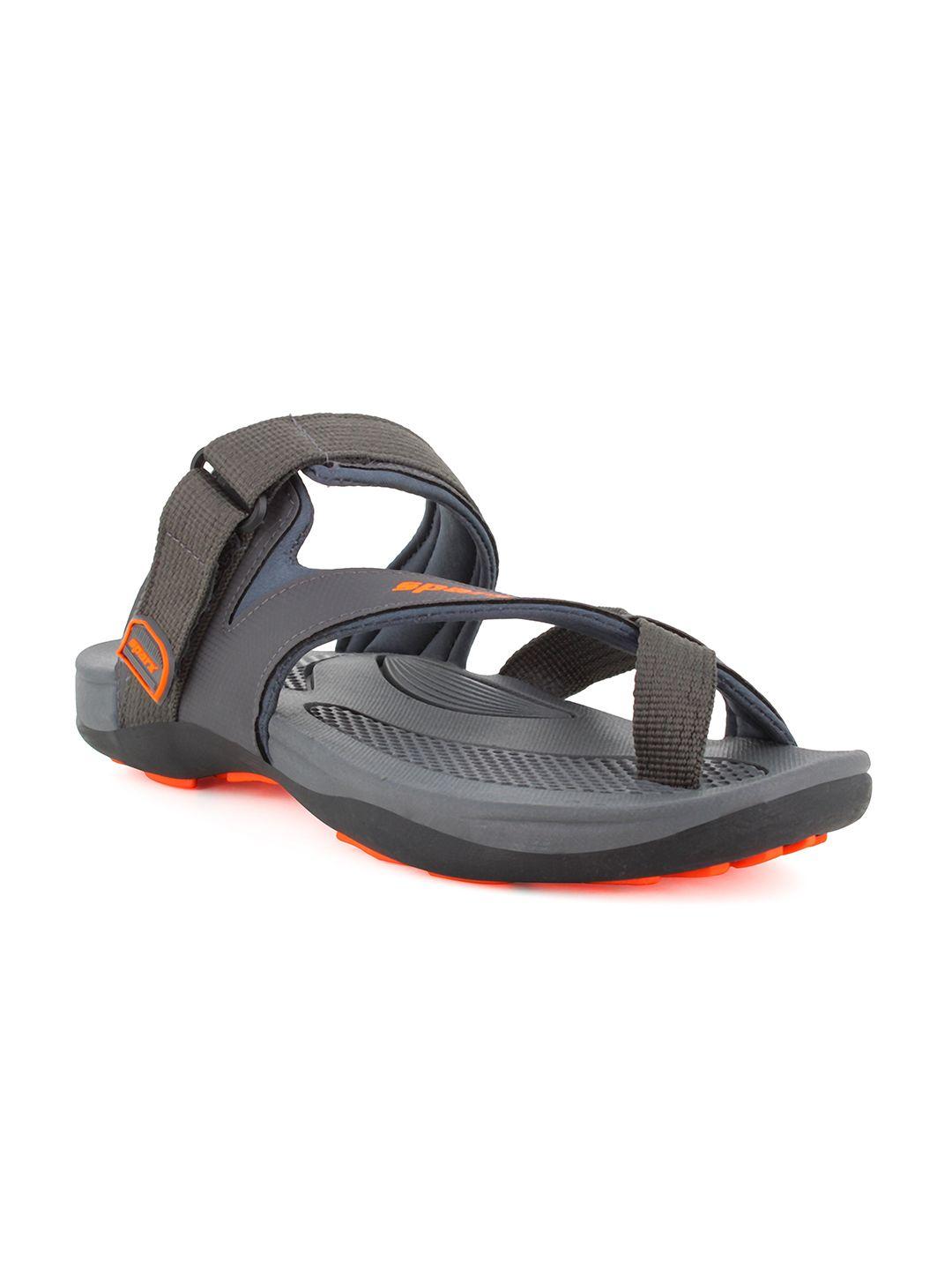 sparx men charcoal grey solid one-toe comfort sandals