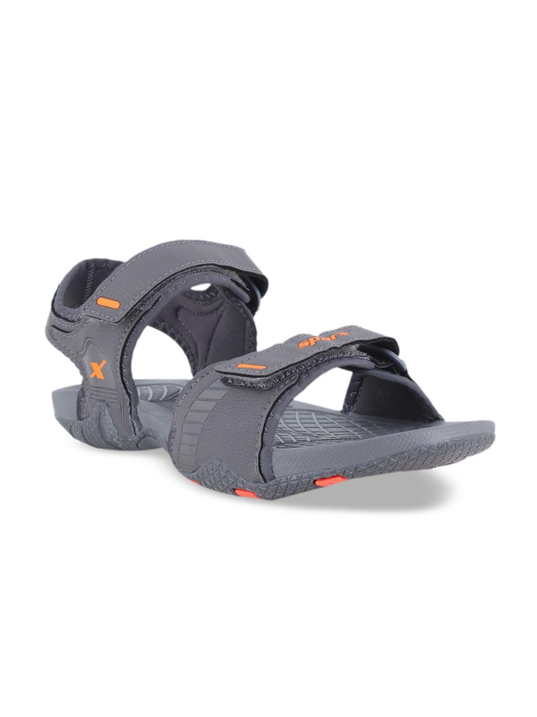 sparx men grey & orange sports sandals