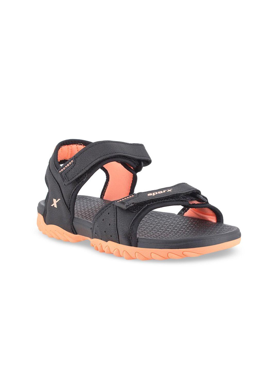 sparx women black & orange sports sandals