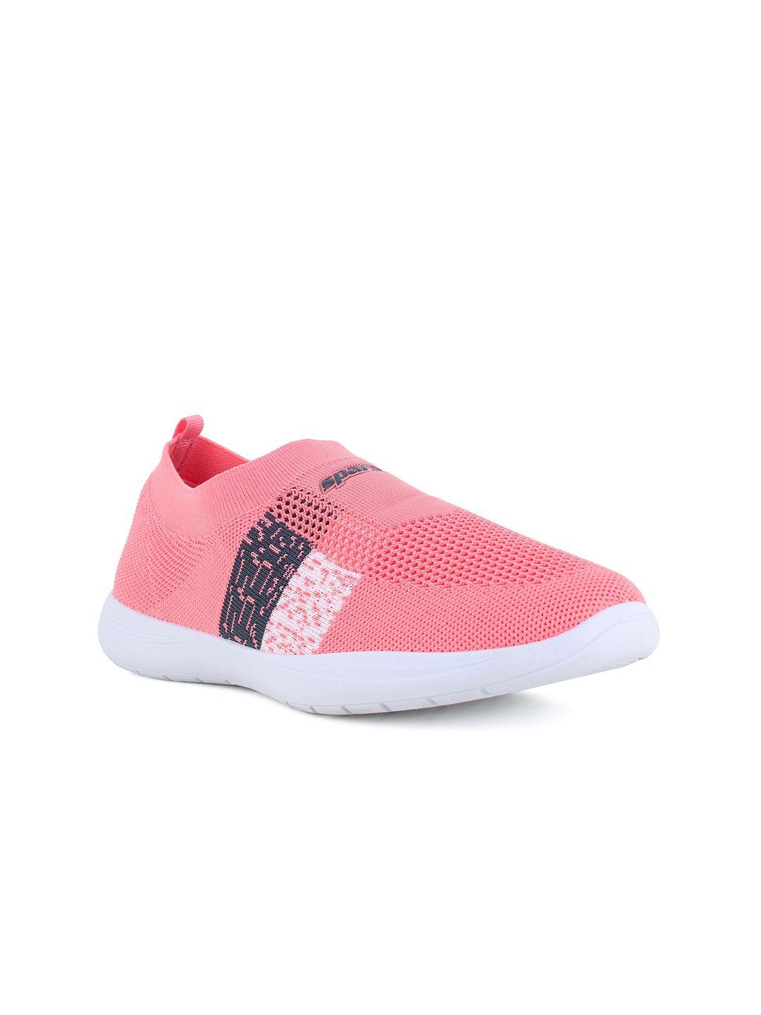 sparx women woven design comfort insole contrast sole slip-on sneakers